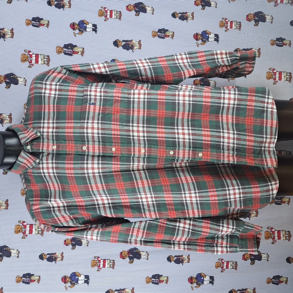 Polo Ralph Lauren Blake Vintage plaid flannel red & green 2XL button-up shirt - Picture 2 of 5